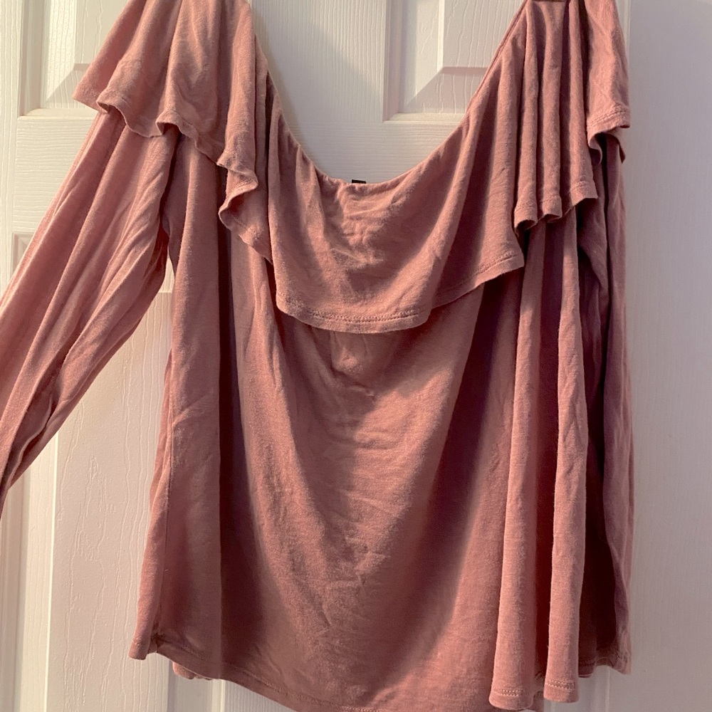 Dusty Rose Off-the-Shoulder long sleeve top